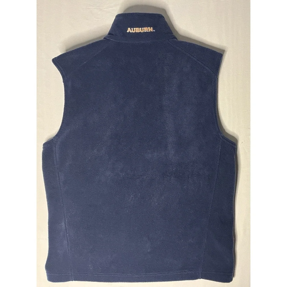 Columbia Auburn Tigers Fleece Vest Men's Size Medium Blue Full Zip Sleeveless